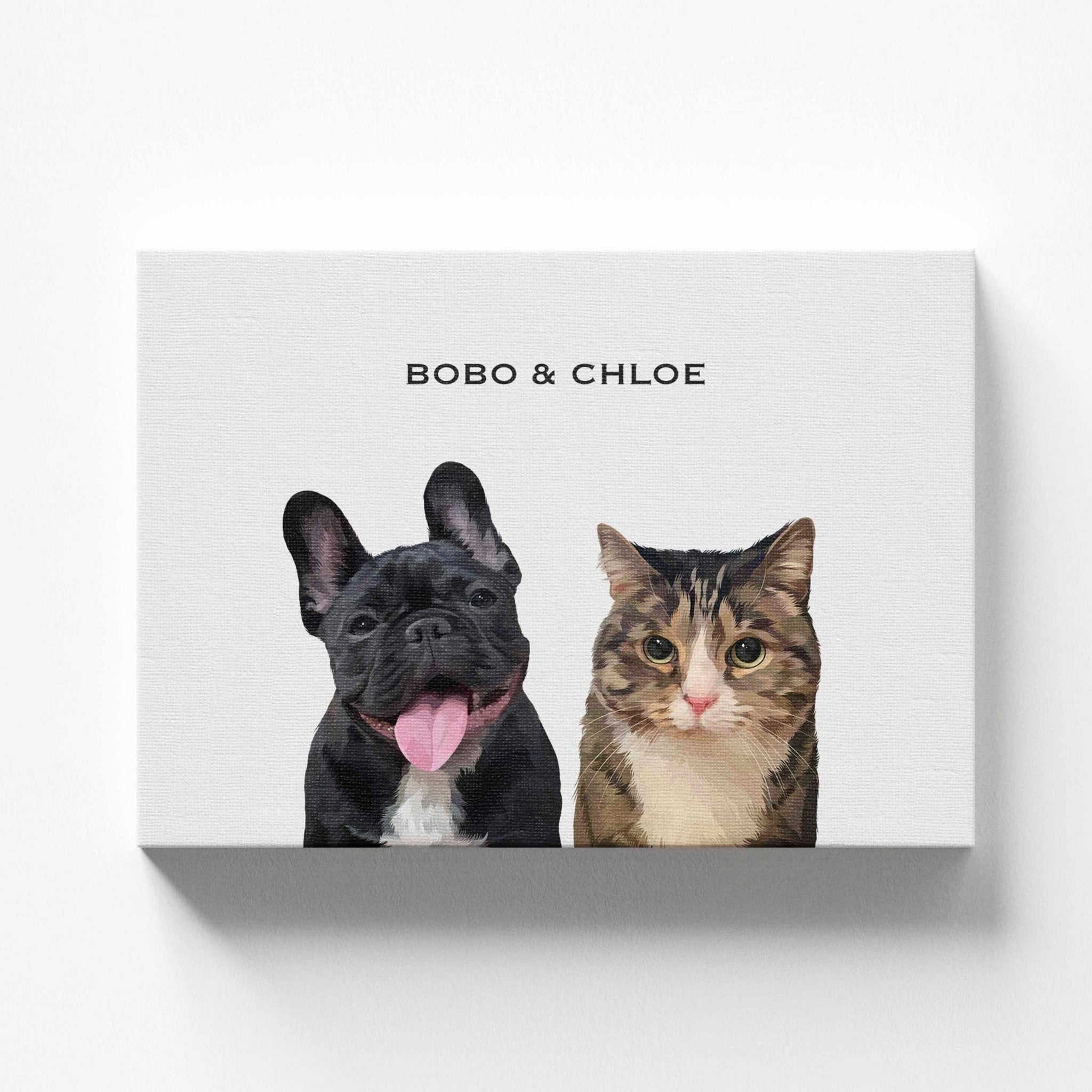Custom Pet Portrait on Canvas for Two Pets - MusaMonster