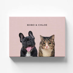 Custom Pet Portrait on Canvas for Two Pets - MusaMonster