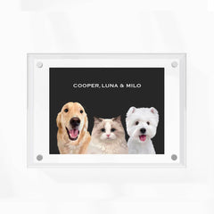 Premium Acrylic Frame Custom Pet Portrait for Three Pets - MusaMonster