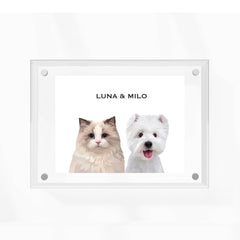Premium Acrylic Frame Custom Pet Portrait for Two Pets - MusaMonster