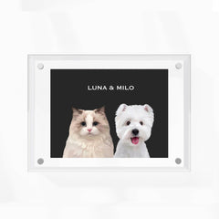 Premium Acrylic Frame Custom Pet Portrait for Two Pets - MusaMonster