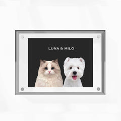 Premium Acrylic Frame Custom Pet Portrait for Two Pets - MusaMonster