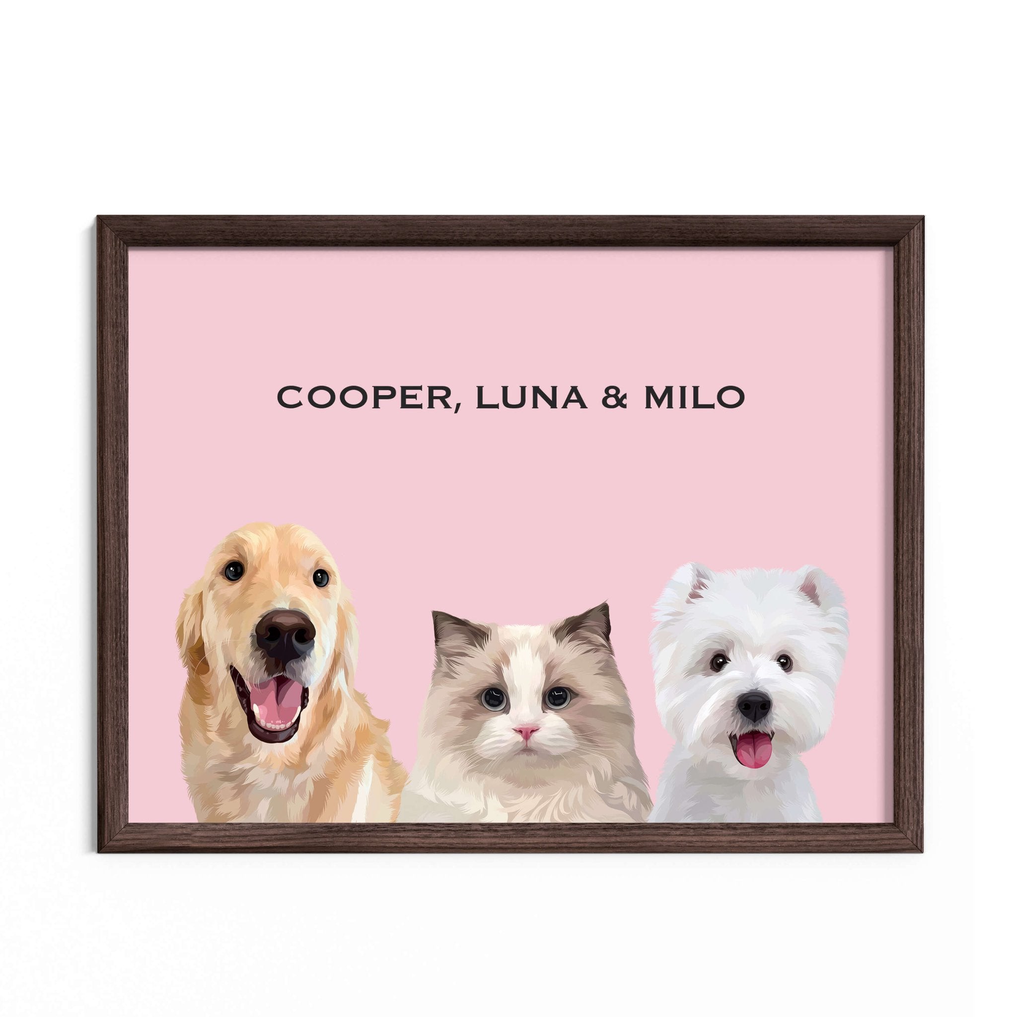 Custom Pet Portrait for Three Pets - MusaMonster