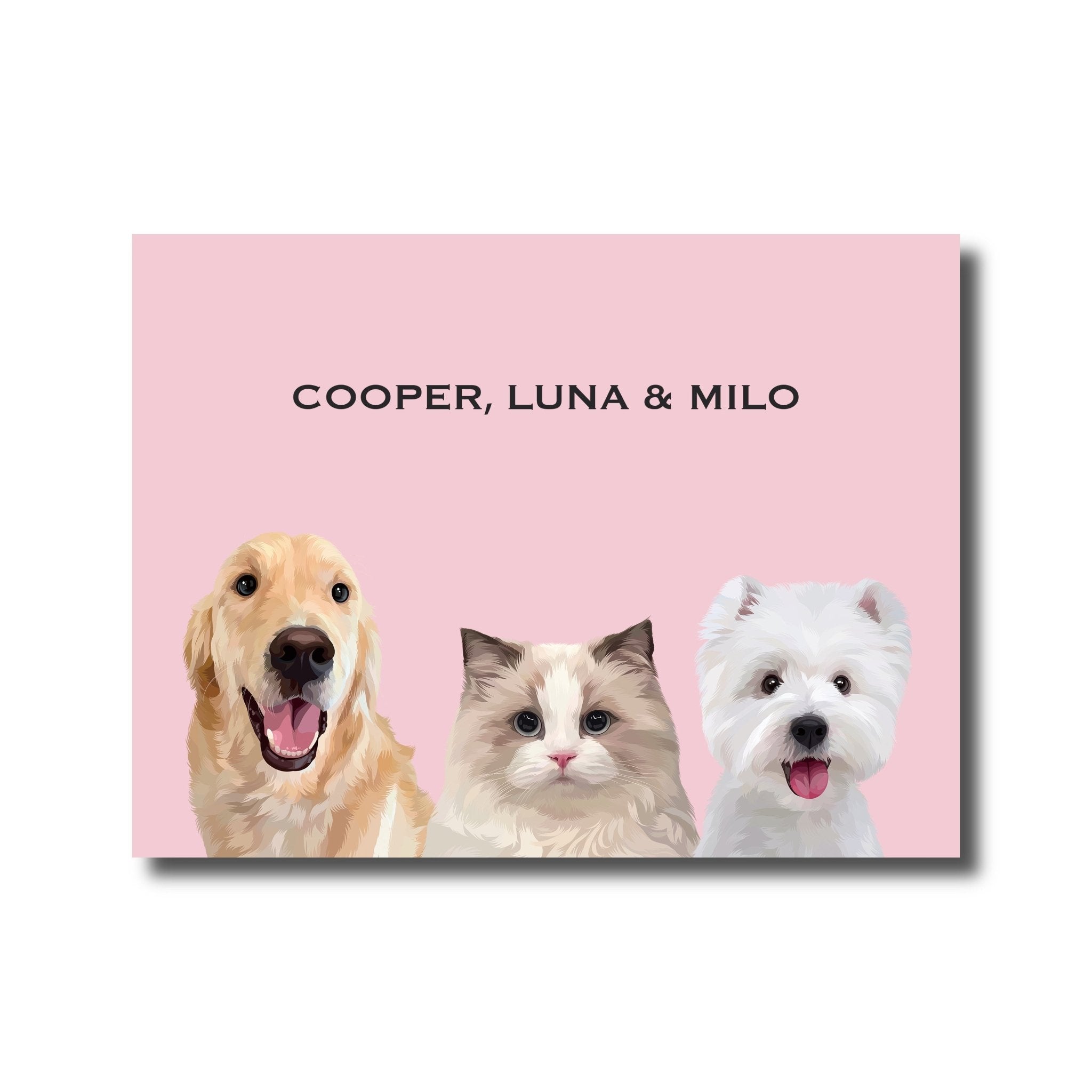 Custom Pet Portrait for Three Pets - MusaMonster