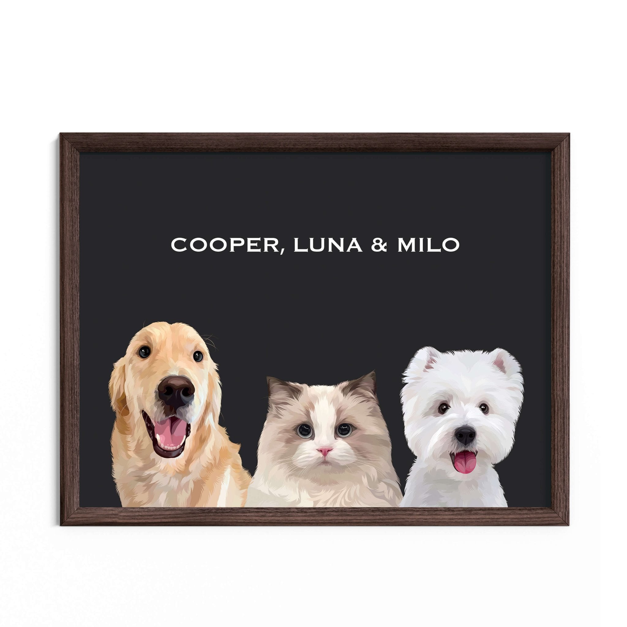 Custom Pet Portrait for Three Pets - MusaMonster