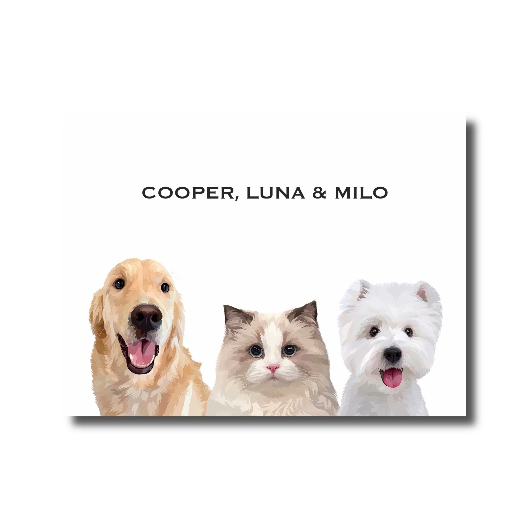 Custom Pet Portrait for Three Pets - MusaMonster