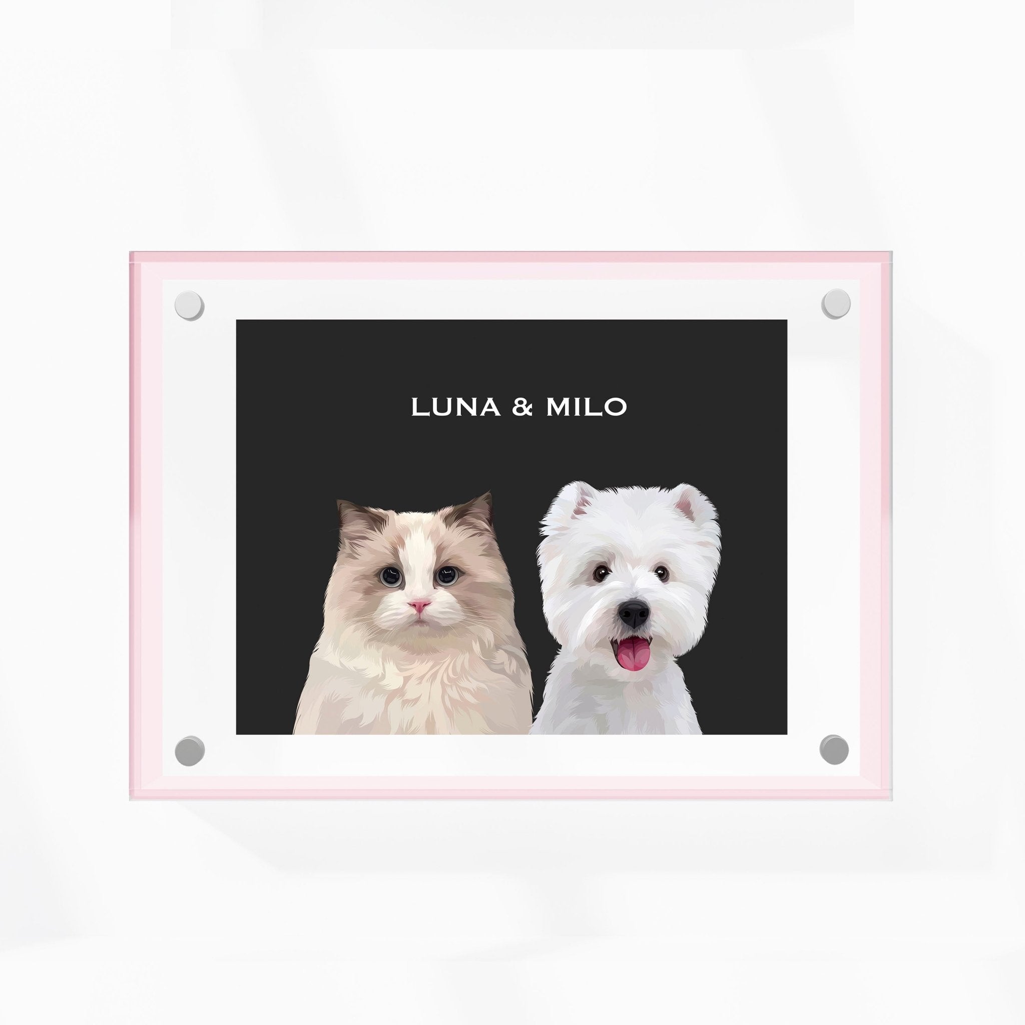 Premium Acrylic Frame Custom Pet Portrait for Two Pets - MusaMonster
